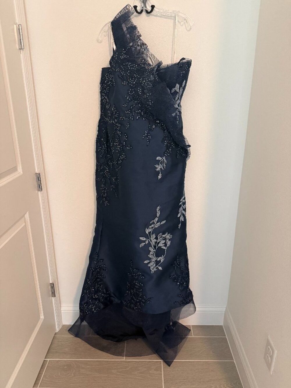 Terani Couture one shoulder elegant assymetrical gown